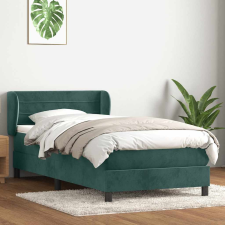 vidaXL sötétzöld bársony rugós ágy matraccal 90x220 cm ágy és ágykellék
