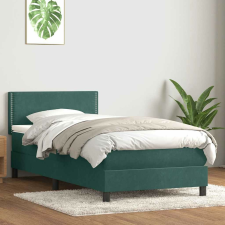 vidaXL sötétzöld bársony rugós ágy matraccal 90x220 cm ágy és ágykellék