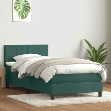 vidaXL sötétzöld bársony rugós ágy matraccal 90x220 cm ágy és ágykellék