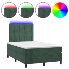 vidaXL sötétzöld bársony rugós és LED-es ágy matraccal 120x190 cm ágy és ágykellék