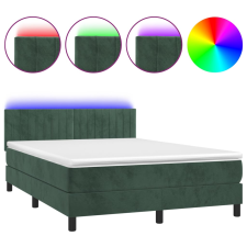 vidaXL sötétzöld bársony rugós és LED-es ágy matraccal 140x190 cm (3134522) ágy és ágykellék