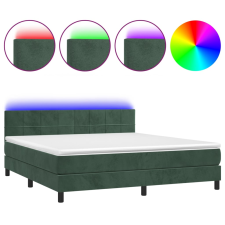 vidaXL sötétzöld bársony rugós és LED-es ágy matraccal 180x200 cm (3134420) ágy és ágykellék