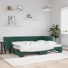 vidaXL sötétzöld kihúzható bársony heverő 80 x 200 cm ágy és ágykellék