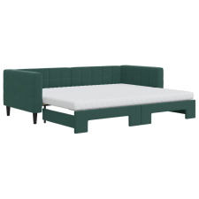 vidaXL sötétzöld kihúzható bársony heverő matraccal 90 x 200 cm (3196717) ágy és ágykellék