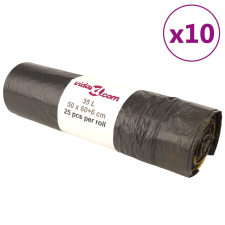 vidaXL szemeteszsákok húzózsinórral 250 db Fekete 35 L tisztító- és takarítószer, higiénia