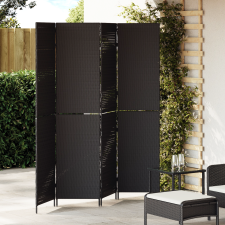 vidaXL szobai elválasztó 4 paneles hajtható fekete 195x180 cm poli rattan bútor