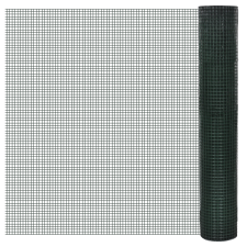 vidaXL Szögletes horganyzott Huzal Háló 1mx25m PVC-Bevonatú háló: 16x16mm építőanyag