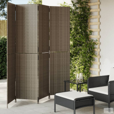 vidaXL Szürke 4 paneles polyrattan térelválasztó bútor