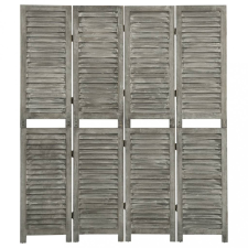 vidaXL szürke 4 paneles tömör faparaván 143 x 166 cm bútor