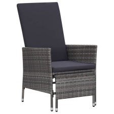 vidaXL szürke dönthető háttámlás polyrattan kerti szék párnákkal kerti bútor
