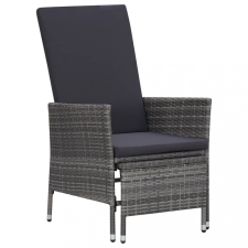 vidaXL Szürke dönthető háttámlás polyrattan kerti szék párnákkal kerti bútor