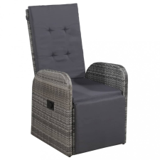 vidaXL Szürke dönthető háttámlás polyrattan kerti szék párnával kerti bútor