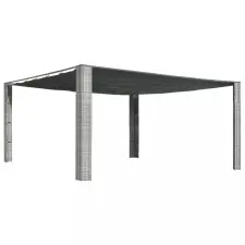 vidaXL Szürke és antracit polyrattan pavilon tetővel 400x400x200 cm kerti bútor
