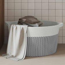 vidaXL szürke és fehér pamut tárolókosár Ø40 x 25 cm bútor