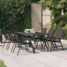 vidaXL Szürke és fekete acél és üveg kerti asztal 180 x 80 x 70 cm kerti bútor