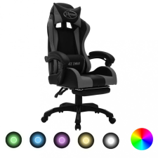 vidaXL szürke és fekete műbőr versenyszék RGB LED-világítással forgószék