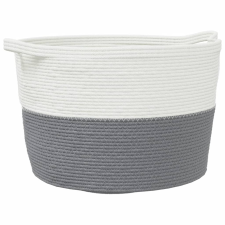 vidaXL szürke-fehér pamut szennyeskosár Ø60 x 36 cm (358473) bútor