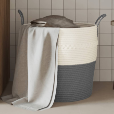 vidaXL szürke-fehér pamut tárolókosár Ø43 x 38 cm bútor