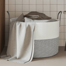 vidaXL szürke-fehér pamut tárolókosár Ø51 x 33 cm bútor