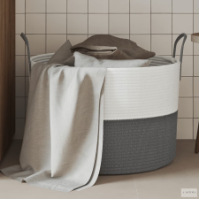 vidaXL Szürke-fehér pamut tárolókosár Ø51 x 33 cm bútor