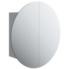 vidaXL szürke fürdőszobaszekrény kerek tükörrel/LED-del 47x47x17,5 cm (345585) fürdőszoba bútor