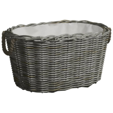 vidaXL Szürke fűzfa tűzifatároló kosár fogantyúkkal 60 x 40 x 28 cm hűtés, fűtés szerelvény