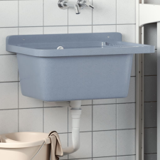 vidaXL szürke gyanta falra szerelhető mosdókagyló 60x40x28 cm mosogatótálca