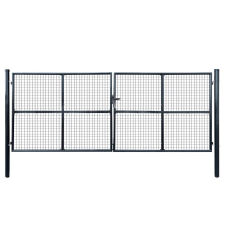 vidaXL szürke horganyzott acél hálós kertkapu 400 x 150 cm kerti dekoráció