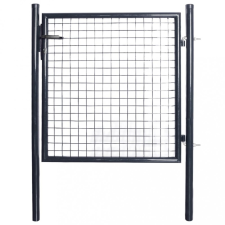 vidaXL Szürke horganyzott acél hálós kertkapu 85,5 x 100 cm kerti dekoráció
