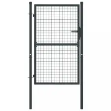 vidaXL Szürke horganyzott acél rácsos kertkapu 100 x 175 cm kerti bútor