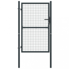 vidaXL Szürke horganyzott acél rácsos kertkapu 100 x 200 cm kerti bútor