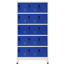 vidaXL szürke-kék acél zárható szekrény 90 x 40 x 180 cm (339826) bútor
