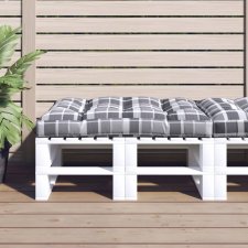 vidaXL szürke kockás szövet raklappárna 120 x 80 x 12 cm kerti bútor