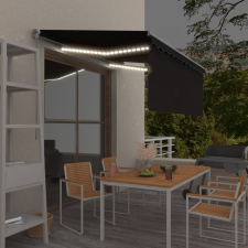 vidaXL szürke manuális kihúzható LED-es napellenző redőnnyel 3x2,5 m kerti bútor