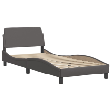 vidaXL szürke műbőr ágykeret fejtámlával 90x190 cm (373101) ágy és ágykellék