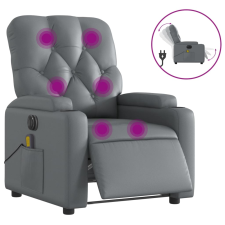 vidaXL szürke műbőr elektromos dönthető masszázsfotel (3204768) masszázsfotel