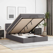 vidaXL szürke műbőr ottomán ágy matracokkal &amp; LED-ek 140x200cm ágy és ágykellék