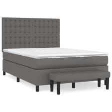 vidaXL szürke műbőr rugós ágy matraccal 140x190 cm (3137663) ágy és ágykellék