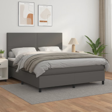 vidaXL Szürke műbőr rugós ágy matraccal 160 x 200 cm ágy és ágykellék