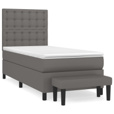 vidaXL szürke műbőr rugós ágy matraccal 90x190 cm (3137639) ágy és ágykellék
