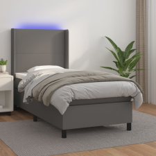 vidaXL szürke műbőr rugós ágy matraccal és LED-del 100x200 cm ágy és ágykellék
