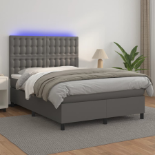 vidaXL szürke műbőr rugós ágy matraccal és LED-del 140x190 cm ágy és ágykellék