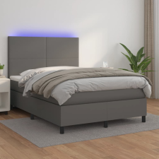 vidaXL szürke műbőr rugós ágy matraccal és LED-del 140x190 cm ágy és ágykellék