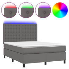 vidaXL szürke műbőr rugós ágy matraccal és LED-del 140x190 cm (3135943) ágy és ágykellék
