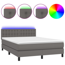 vidaXL szürke műbőr rugós ágy matraccal és LED-del 140x200 cm (3134229) ágy és ágykellék