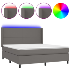 vidaXL szürke műbőr rugós ágy matraccal és LED-del 180x200 cm (3139281) ágy és ágykellék