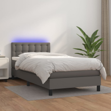 vidaXL szürke műbőr rugós ágy matraccal és LED-del 90x190 cm ágy és ágykellék