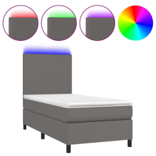vidaXL szürke műbőr rugós ágy matraccal és LED-del 90x200 cm (3135805) ágy és ágykellék