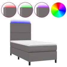vidaXL szürke műbőr rugós ágy matraccal és LED-del 90x200 cm (3135865) ágy és ágykellék