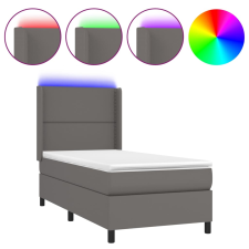 vidaXL szürke műbőr rugós ágy matraccal és LED-del 90x200 cm (3139305) ágy és ágykellék